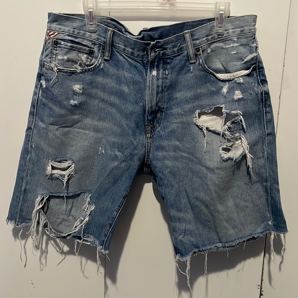 Men’s POLO RALPH LAUREN Denim & Supply distressed jean shorts size 34